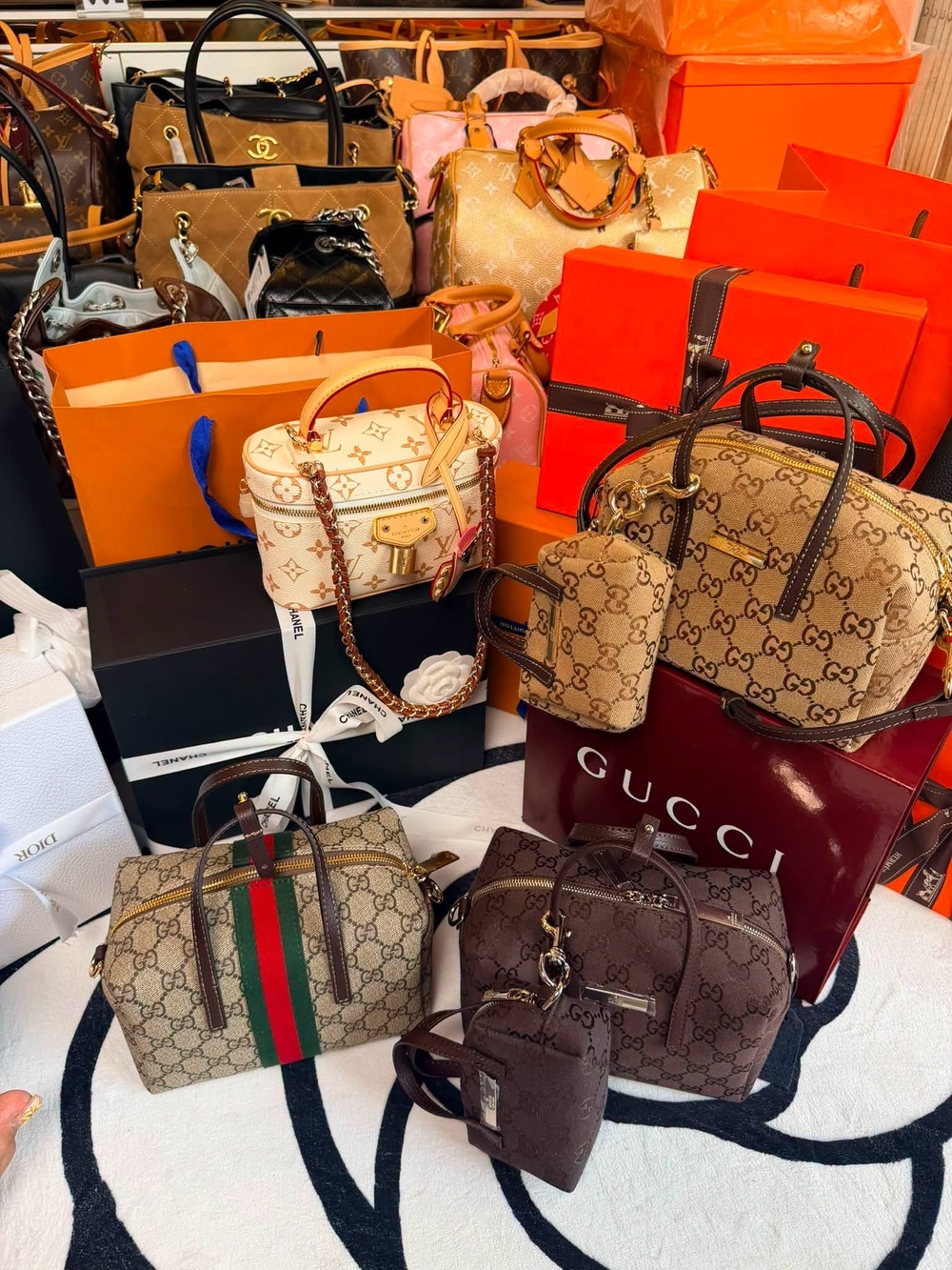 Gucci Monogram Canvas Top-Handle Bag — Brown/Beige